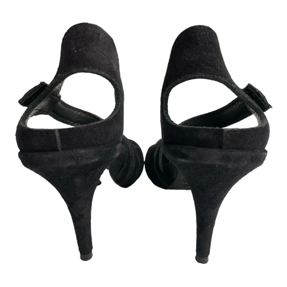 Pedro Garcia West Black Suede Strappy Heels 39 1/2 Size 9.5 US